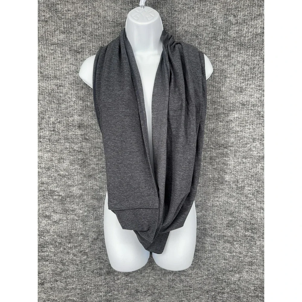 Lululemon Vinyasa Scarf Womens 26x58 Gray Jersey Button Wrap Rectangle Neck